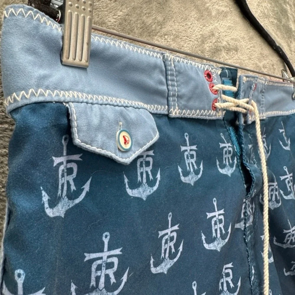 The Ryde Surf Clothing Mens Board Shorts Navy Blue Anchor Print Size 34 M101PRDE